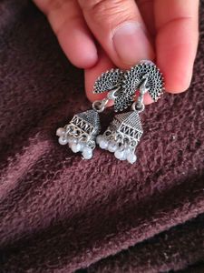 Silver Jhumka Earrings