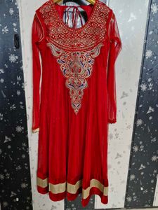 Red Anarkali Suit Set With Dupatta