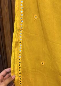 Yellow Mirror Work Dupatta