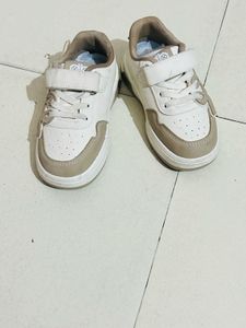 Toddler White &amp; Tan Sneakers