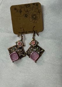 Vintage Pink &amp; Gold Earrings