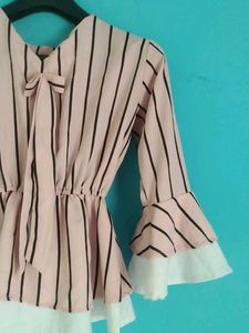 Striped Tie-Neck Top
