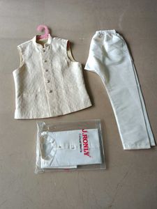 Boys cream kurta pajama with jacket
