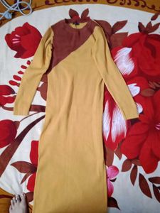 Winter Brown &amp; Mustard Dress