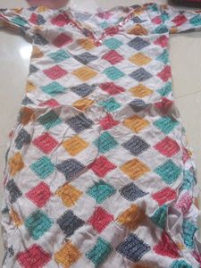 Colorful Diamond Print Kurta Set