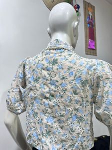 Floral Pearl Button Top