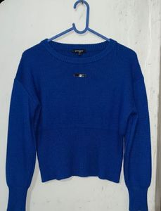 Blue Knit Pullover Sweater