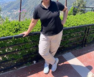 Women Polo Neck Black Tshirt