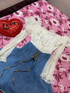 Chic Denim & Lace Mini Dress