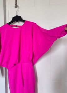 Pink Batwing Sleeve Party Dress