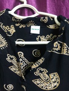 Black Patterned Tunic Top