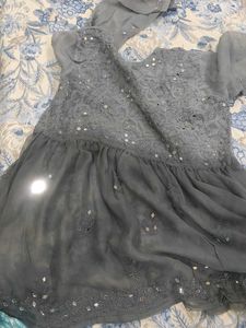 Gray Mirrorwork Kurti