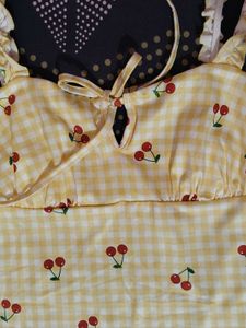 Yellow Cherry Print Dress