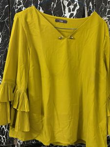 CODE Mustard Flared Sleeve Top