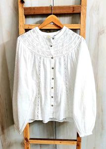 Embroided White Eyelet Cotton Blouse size-46-48
