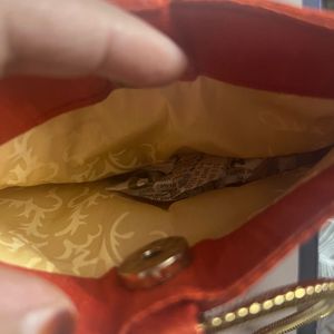Unused Gold &amp; Orange Sequin Clutch