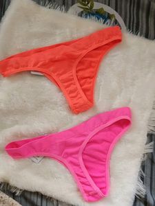 Neon Pink And Orange Rhinestone Panties