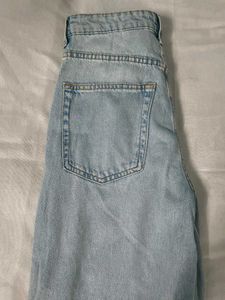 Wide leg light blue denim