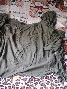 Olive Green Off-Shoulder Top