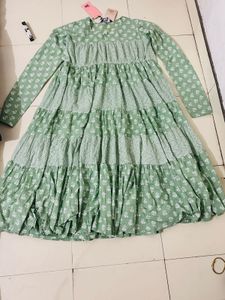 Green Printed Anarkali Suit
