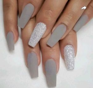 Grey & Glitter Press-On Nails