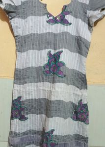 Kurti White And Grey Color -  Offer