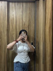 White Puff Sleeve Top