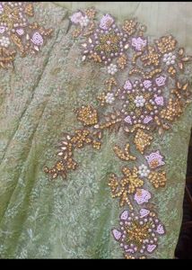 Green Embellished Tiered Dress