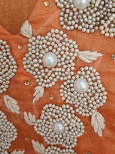 Orange Embroidered Kurti