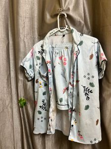 Blue Floral Night Suit