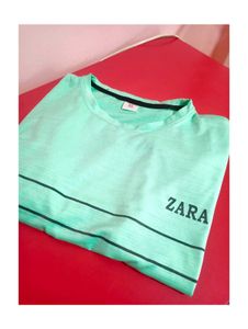 Mint Green Striped Zara T-Shirt