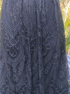 Elegant Black Lace Midi Skirt