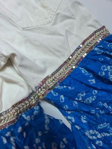 Blue Bandhani Crop Top &amp; Bottoms
