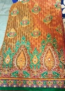 beautiful halfand half full orange saree