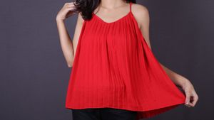 Red Pleated Tank Top