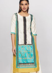 Elegant Yellow &amp; White Kurti