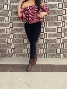 Off-Shoulder Chevron Top