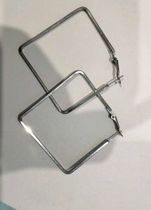 Square Silver Hoop Earrings