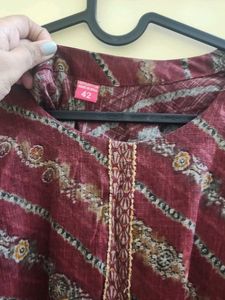 Burgundy Striped Kurta Set