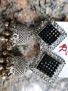 Silver Jhumka Earrings
