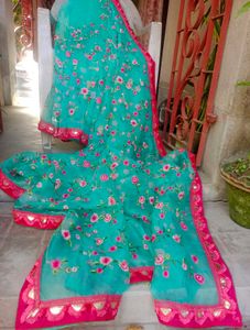 Free Stitched Blouse 🆕Full Body Embroidered Saree