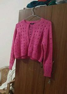 Pink Knit Cropped Sweater