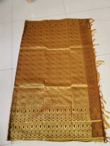 Tan With Meroon Semi Silk Saree ..
