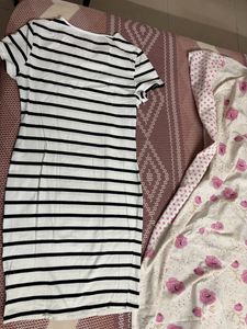Korean Stripe Tshirt Dress Women - must Grab