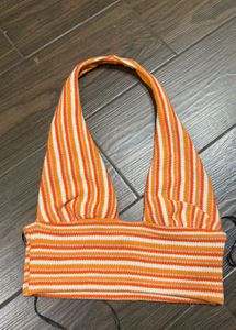 Striped Halter Crop Top