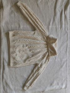 Cream Cable Knit Turtleneck Sweater