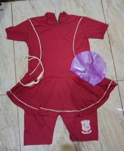 Red Swimsuit swimdress swiming kit Lycra