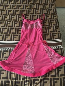 Pink Lace Trim Babydoll