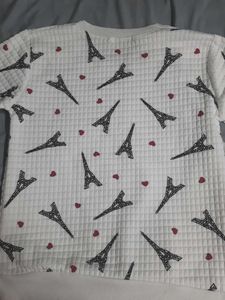 White Eiffel Tower Print Sweater