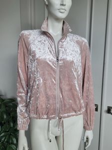 H&M  Light Pink Crashed Velvet Bomber Jacket